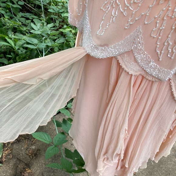 SweeLo Silk Pale Pink 2-Layered Beaded Dress - Picture 4 of 6